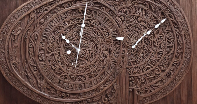 Kunst på væggen: Træ-ur med unikke udskæringer